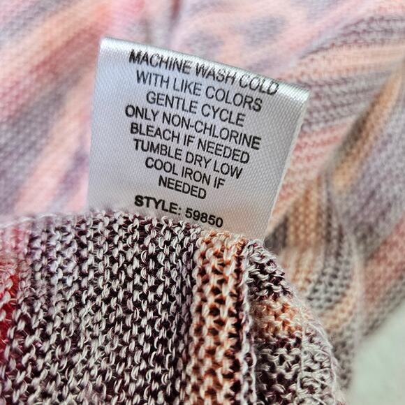 Its Our Time Peach Pink Duster Cardigan Size Large Draped Front Aztec Print - Picture 5 of 6